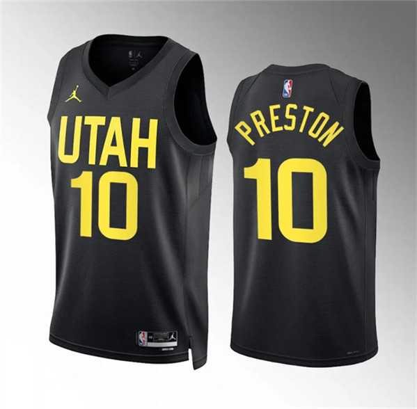 Men%27s Utah Jazz #10 Jason Preston Black Statement Edition Stitched Basketball Jersey Dzhi->toronto raptors->NBA Jersey